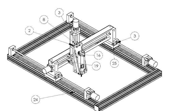 Zeichnung der Graviermaschine